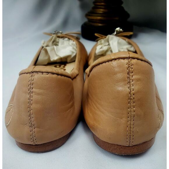 Sam Edelman Felicia Nude Beige Leather Ballet Flats 7.5M Womens Shoes size 7 .5 - Picture 6 of 7